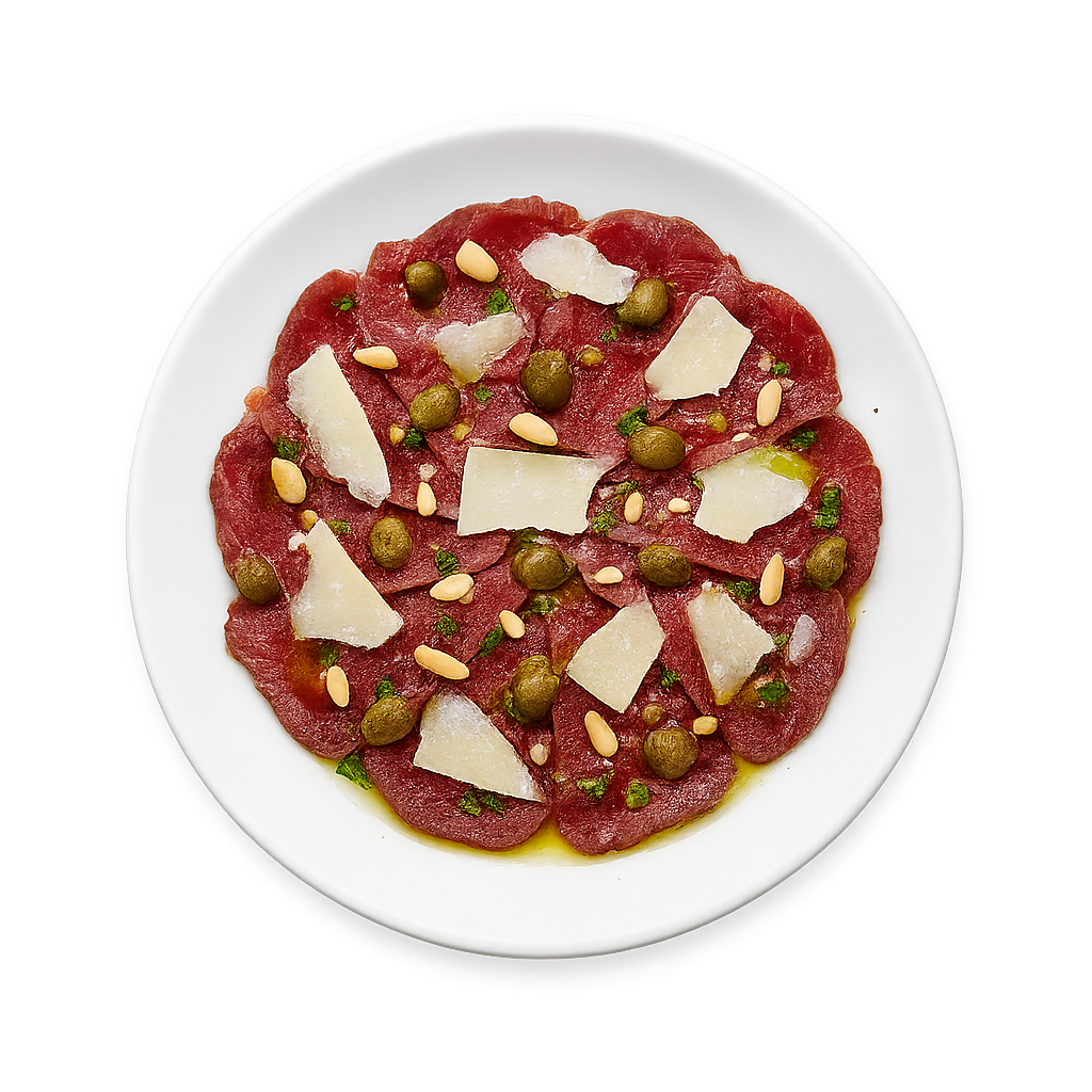 Carpaccio de ciervo con grana padano D.O.P