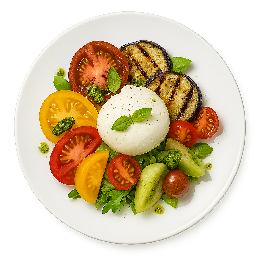 ensalada caprese e melanzane